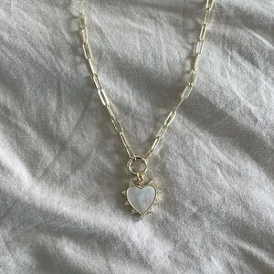 Mother Of Pearl Heart & Paperclip Chain Necklace